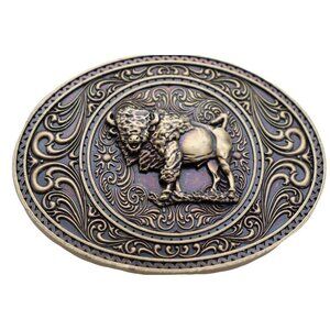 New Men Antique Gold Metal Buffalo Bull Belt Buckle Cowboy Western Fashion Rodeo